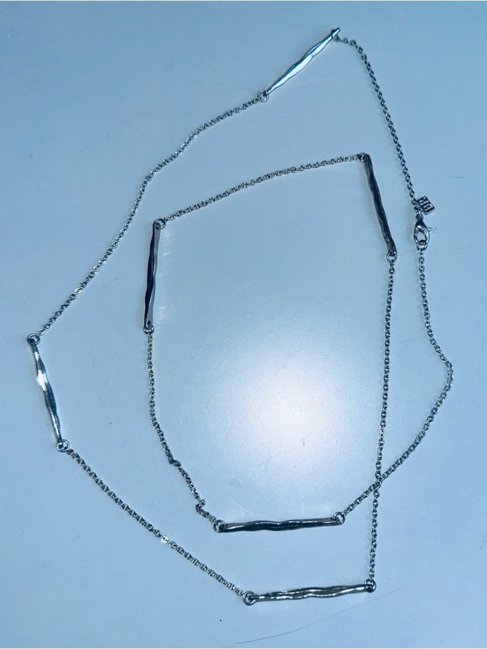 Banana Republic silver chain with hammered bar stations